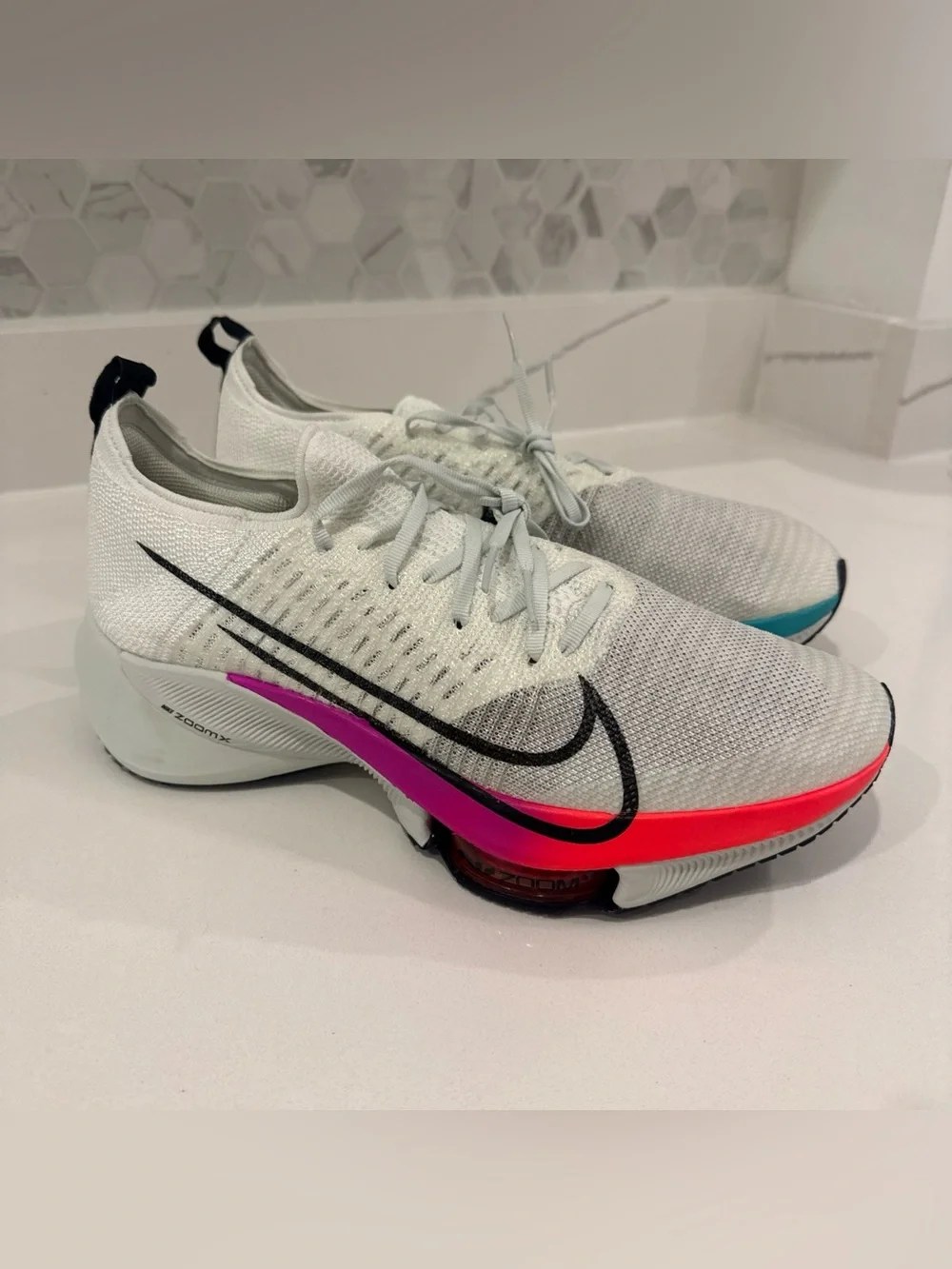 Nike Air Zoom Tempo Next% Flyknit White Running Shoes Mens Size 10.5 CI9923-100
